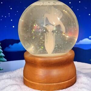 Etched Glass Hummingbird Globe 5.5" Clear Nature Scene on Wood Base